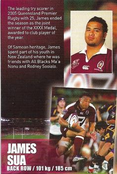 2006 Queensland Reds #NNO James Sua Back